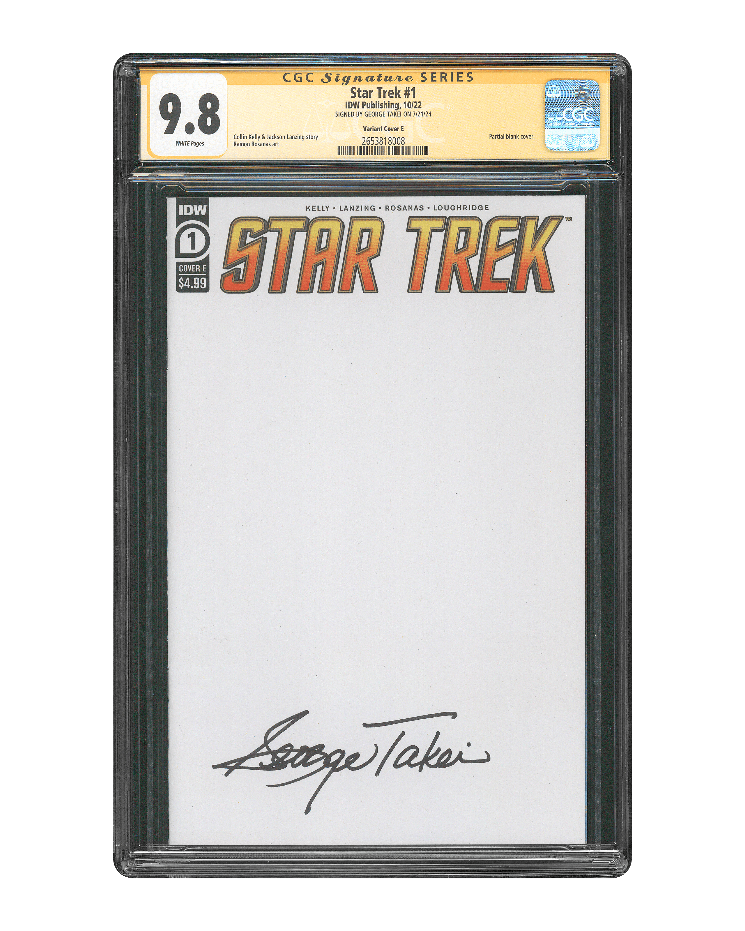 George Takei CGC Signature Series Comic 9.8 Star Trek #1 Sketch Cover