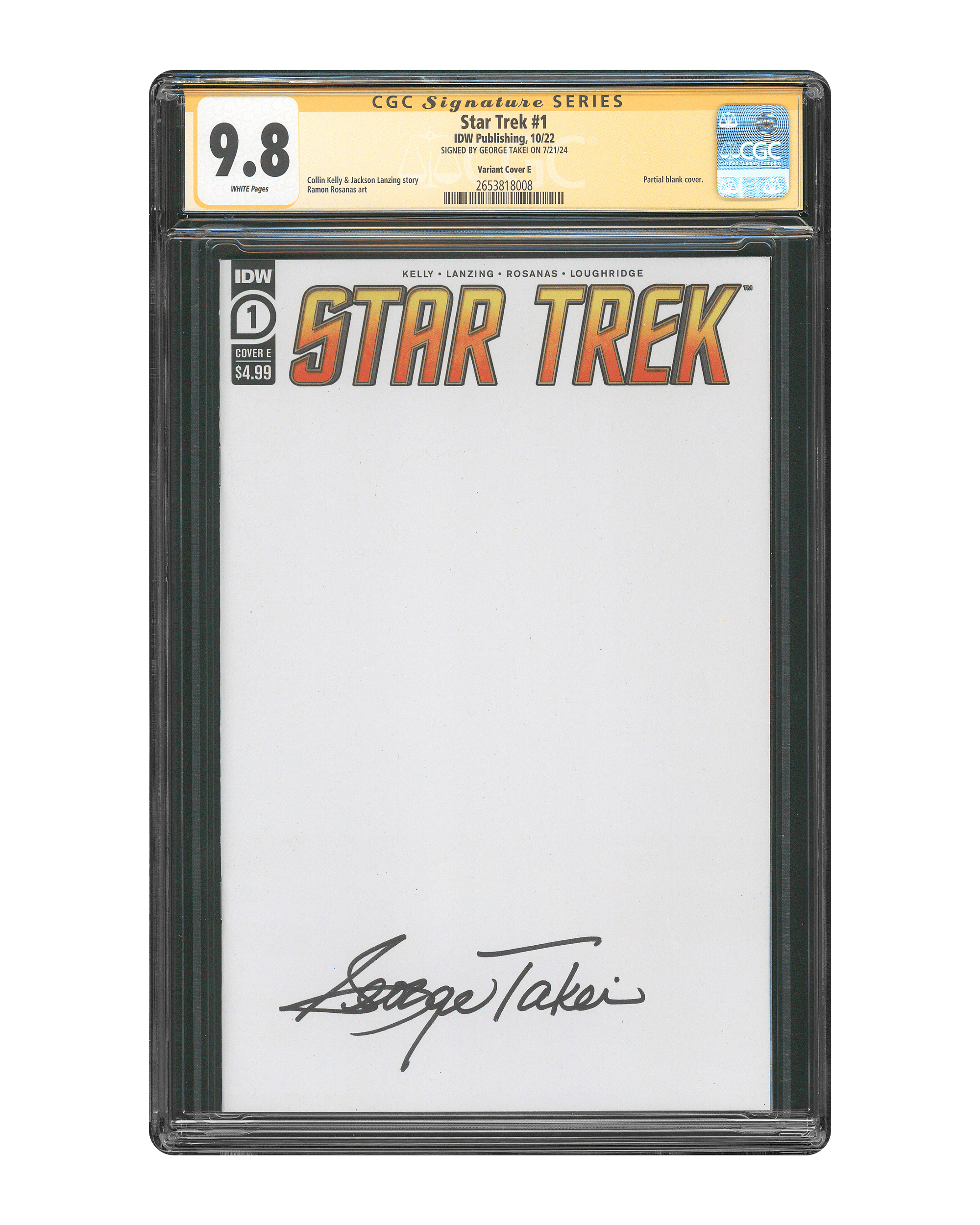 George Takei CGC Signature Series Comic 9.8 Star Trek #1 Sketch Cover