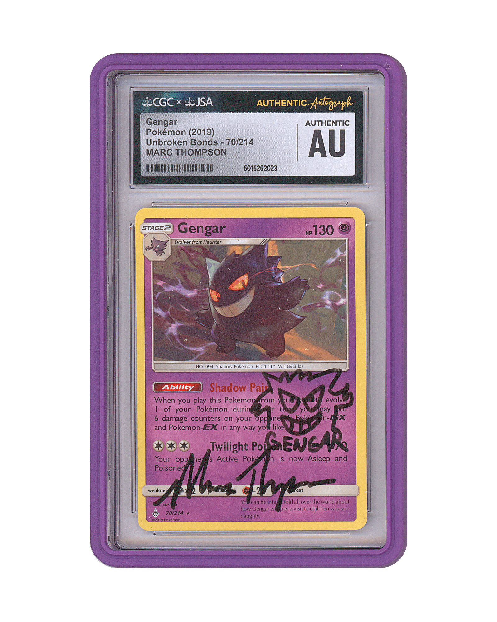 Marc Thompson Signed Gengar Unbroken Bonds Pokemon Card - Teddy's