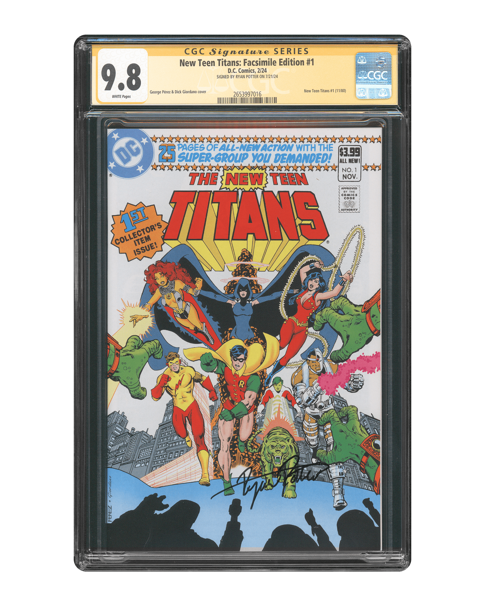 Ryan Potter CGC Signature Series Comic 9.8 New Teen Titans #1 - Teddy's
