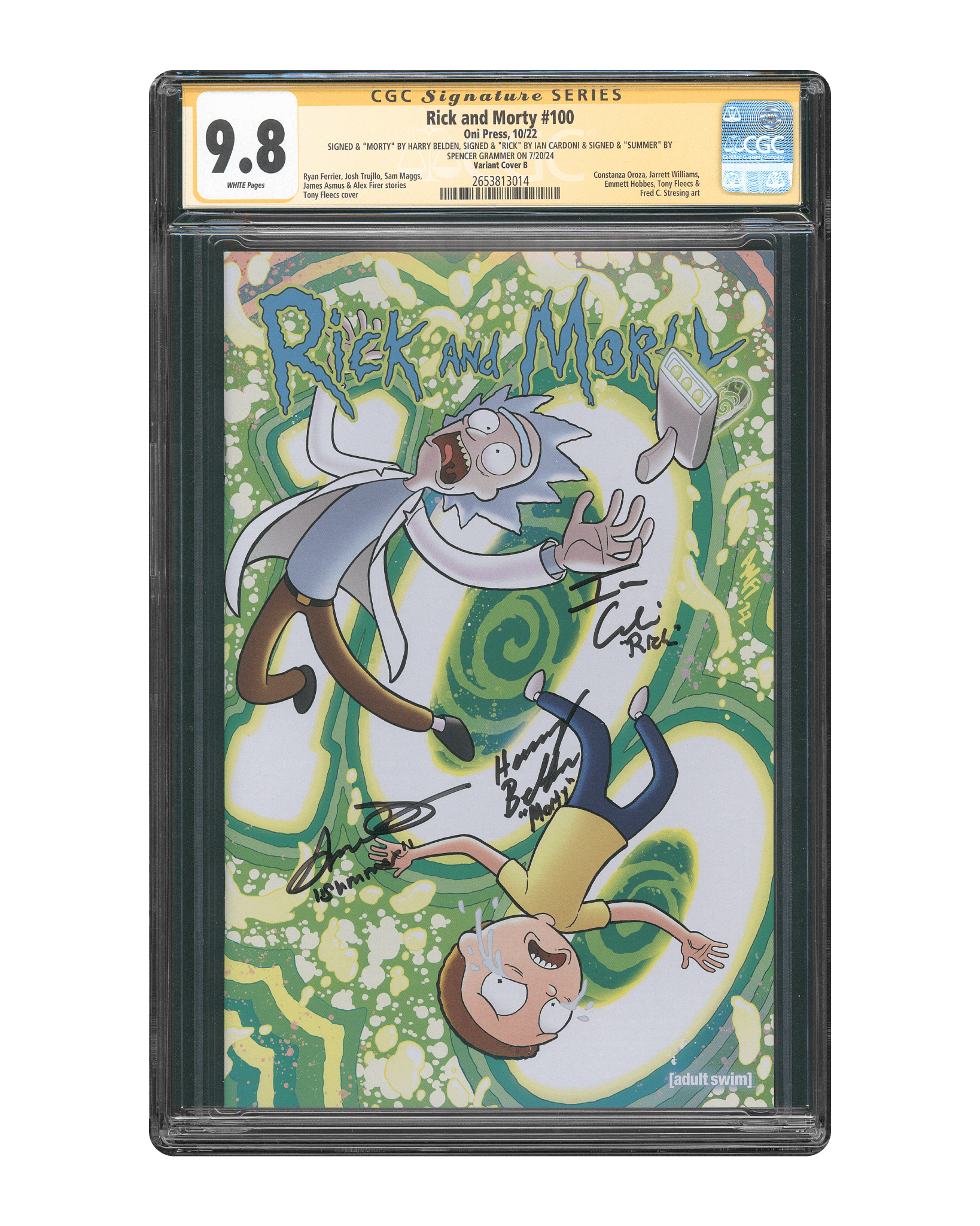 Spencer Grammer, Ian Cardoni and Harry Belden CGC Signature Series Comic 9.8 Rick and Morty #100 - Teddy's