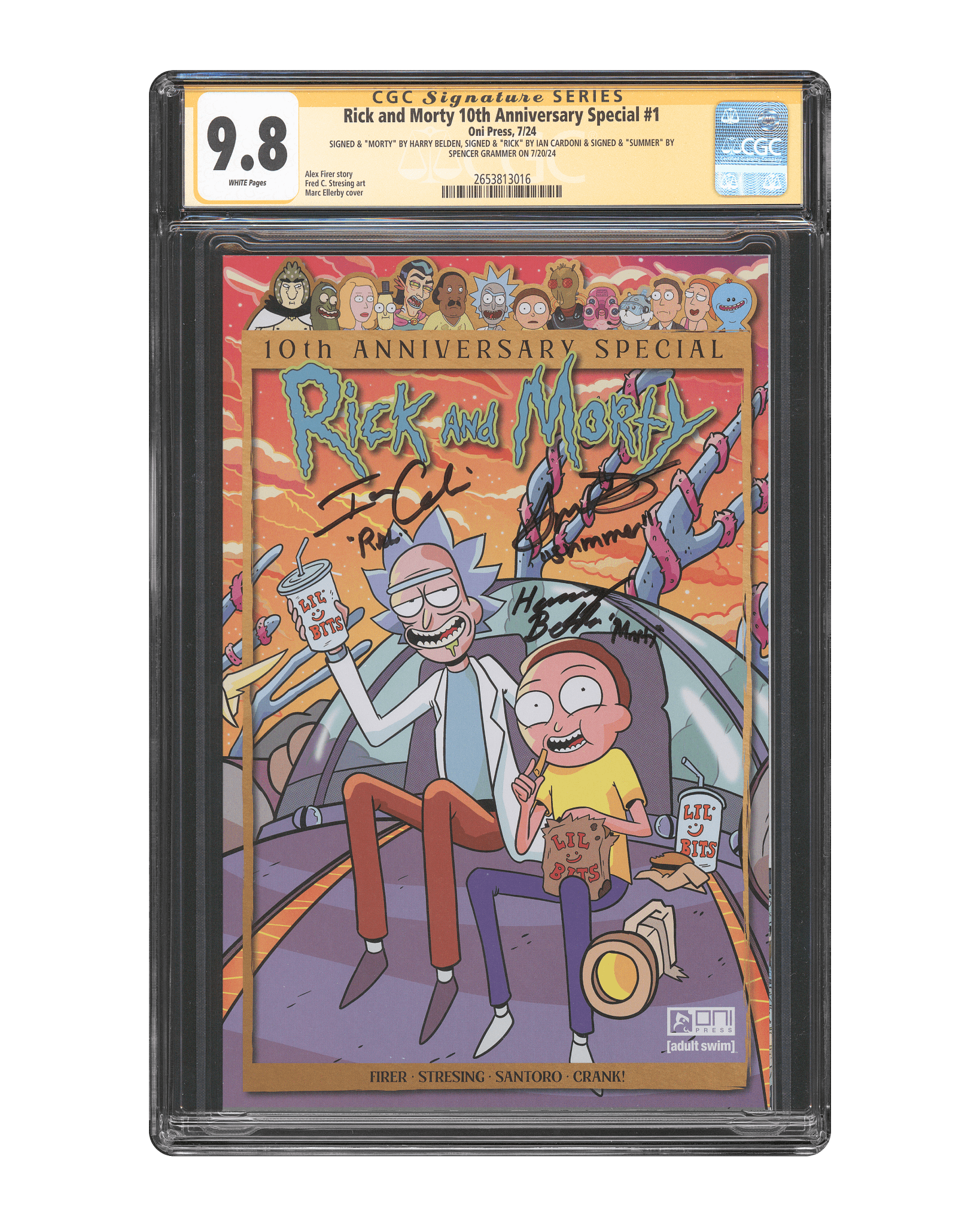 Spencer Grammer, Ian Cardoni and Harry Belden CGC Signature Series Comic 9.8 Rick and Morty 10th Anniversary Special #1 - Teddy's